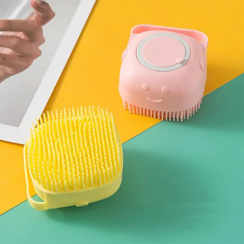 Esponja de silicone para banho com dispensador de shampoo